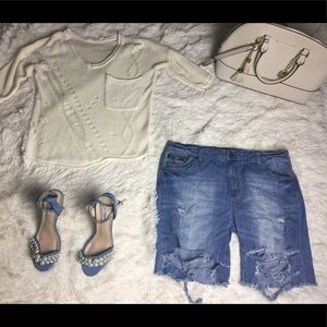 Distressed Cropped Sweater